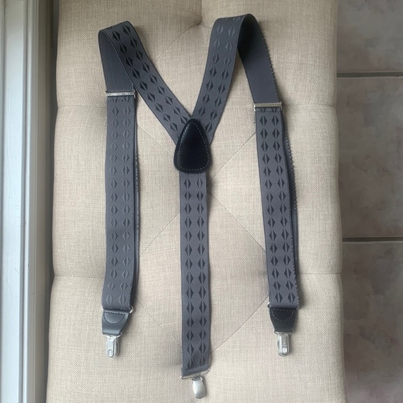 CAS Germany Grey Geometric Pattern Men’s Suspenders - Picture 2 of 6